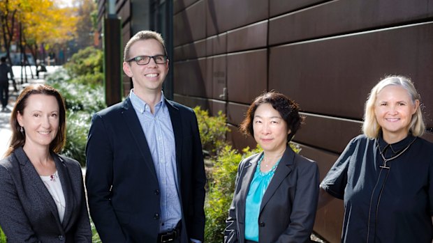 SpeeDx from left to right: Head of research and development Dr Elisa Mokany, CEO Colin Denver, CFO Jennifer Maher and Chief Scientific officer Dr Alison Todd. Photo Michael Amendolia .