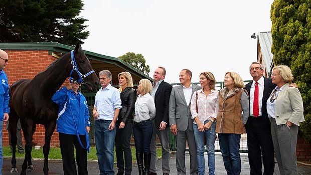 The blessed. Black Caviar and her connections pose for the media.