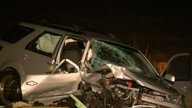 One of the damaged cars after the crash. 