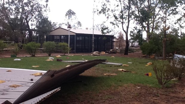 The trail of destruction in Jundah State School grounds