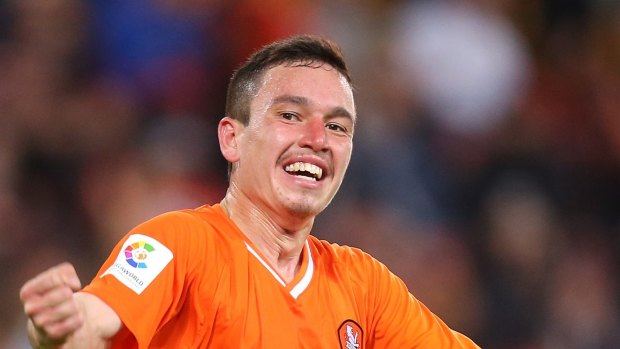 BRISBANE, AUSTRALIA - JUNE 03:  Devante Clut of the Roar celebrates after kicking a goal during the international friendly match between the Brisbane Roar and Villarreal CF at Suncorp Stadium on June 3, 2015 in Brisbane, Australia.  (Photo by Chris Hyde/Getty Images)
