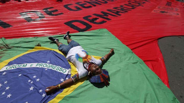 Several Indigenous tribes take residence outside Brazil's government buildings every April.