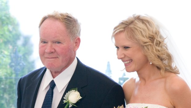 Gerard Helliar with his daughter Kate Campbell at her wedding in 2008. 