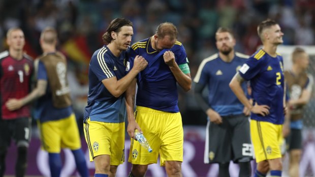 The Swedes were devastated after conceding a last-minute winner to Germany.