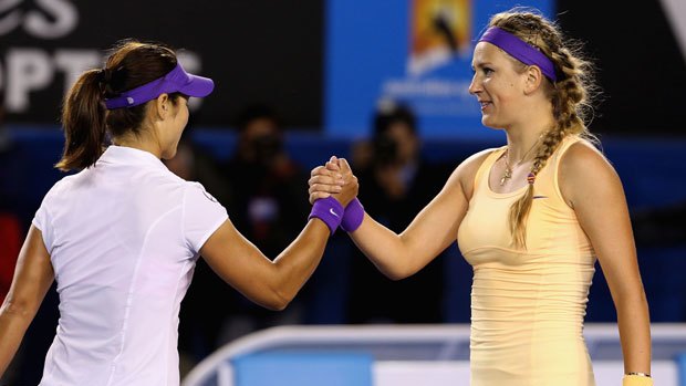 Victoria Azarenka and Li Na after the match.