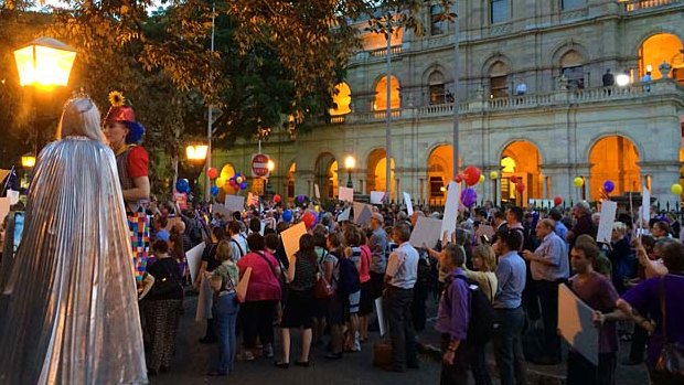 "We are not fooled" was the battle cry at the April 1 rally against the Newman government outside Parliament House.