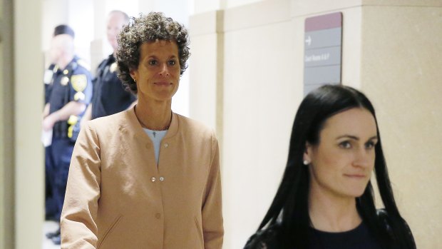 Andrea Constand, left, during Bill Cosby's sexual assault retrial at the Montgomery County Courthouse in Norristown.