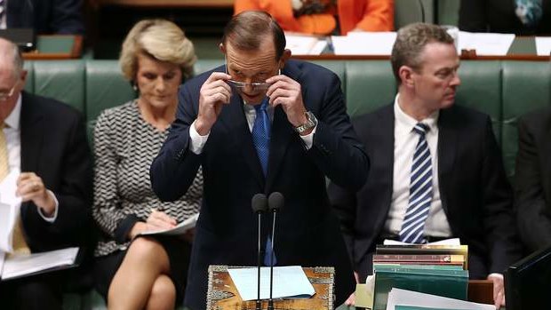 Prime Minister Tony Abbott during question time. Photo: Alex Ellinghausen