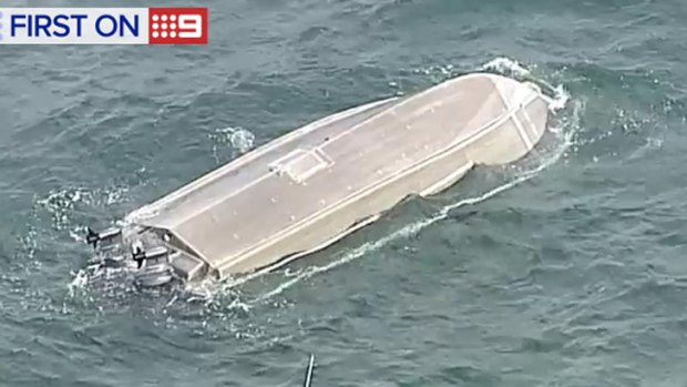 The boat which capsized in Moreton Bay.