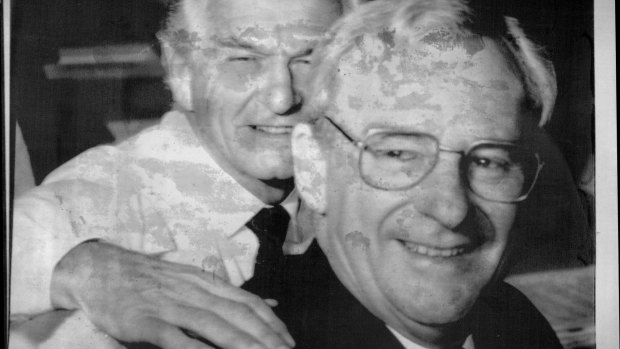 Then Opposition Leader Bill Hayden, pictured with Bob Hawke, was the only Australian to enter a secret room at Pine Gap.