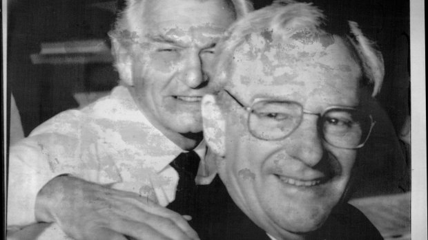 Then Opposition Leader Bill Hayden, pictured with Bob Hawke, was the only Australian to enter a secret room at Pine Gap.