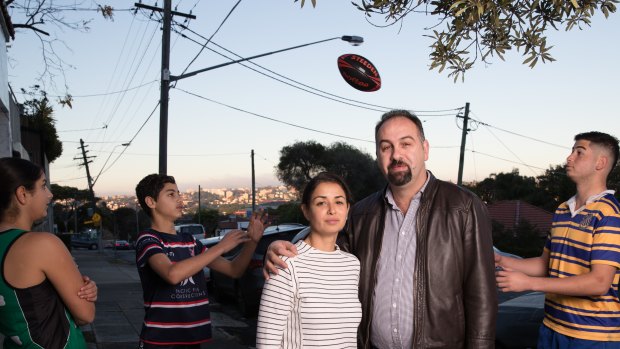 Lamya and Ahmed Sadi, with their children, Amina, 14, Sonny, 12, and Hamzah, 16, spend Saturdays driving between their different sports grounds in Sydney.