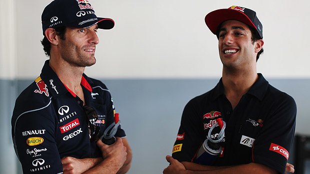 WA's Daniel Ricciardo (right) is touted as winning the race to replace Mark Webber (left) at Red Bull.