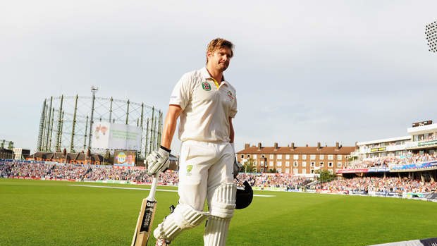 Australia's Shane Watson leaves The Oval arena after being dismissed for 176 late on day one of the fifth Ashes Test against England.