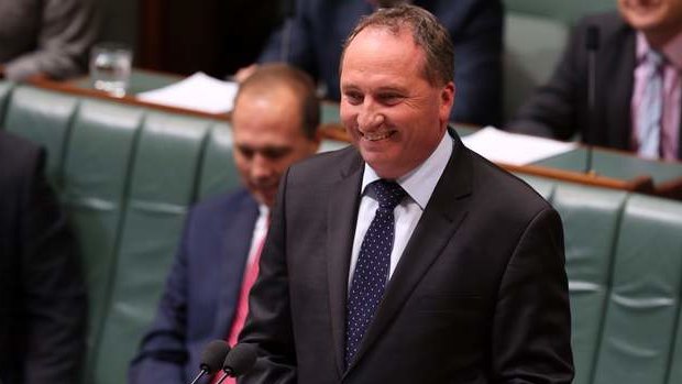 Agriculture Minister Barnaby Joyce during question time on Monday.