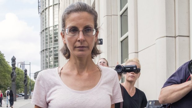 Clare Bronfman, left, as she left federal court in Brooklyn on Tuesday.