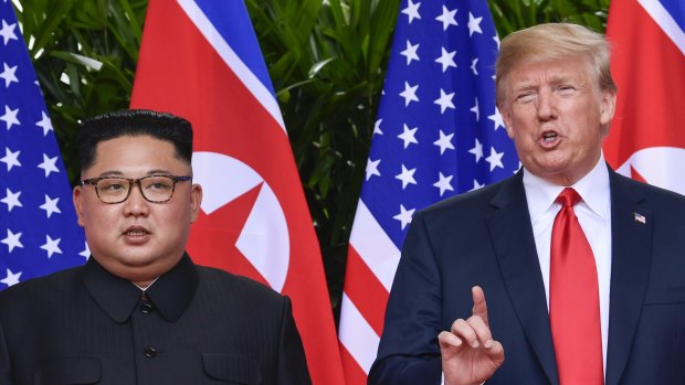 North Korea's Kim Jong-un with US President Donald Trump at the June summit in Singapore.