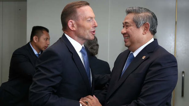 Prime Minister Tony Abbott meets with Indonesian President Susilo Bambang Yudhoyono on the sidelines of the United Nations General Assembly. Photo: Alex Ellinghausen