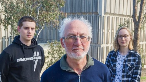 George Barrows, Dr Michael Mulvaney and Michaela Cully-Hugill at the site of a potential self-storage facility.