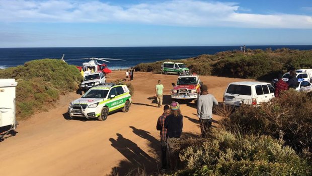 Ambulances arrive at Cobblestones surf break in WA's South West.