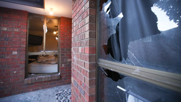 The windows of the gunman's unit in Clayton South appeared to have been smashed. 