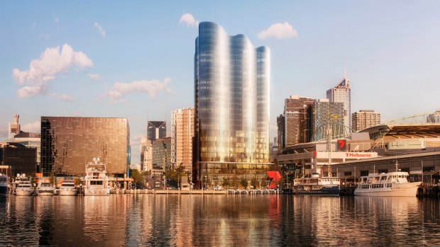 Salta Properties' proposed new 26 storey apartment tower with an Indigo Hotel in Docklands.