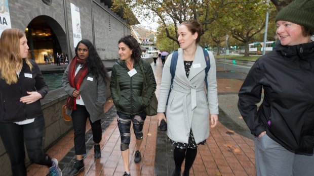 Bobbi Mahlab (third from left) started Mentor Walks to provide a boost for women in business. 