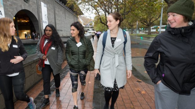 Bobbi Mahlab (third from left) started Mentor Walks to provide a boost for women in business. 