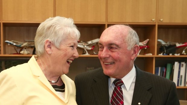 Deputy Prime Minister Warren Truss with his wife Lyn Truss in his office in Canberra on Thursday.