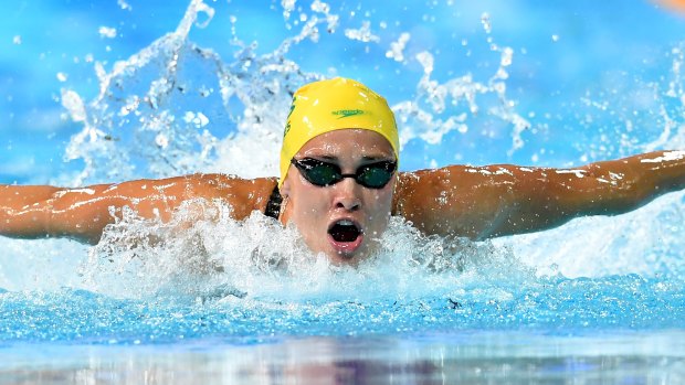 On the fly: Madeline Groves at the Commonwealth Games.