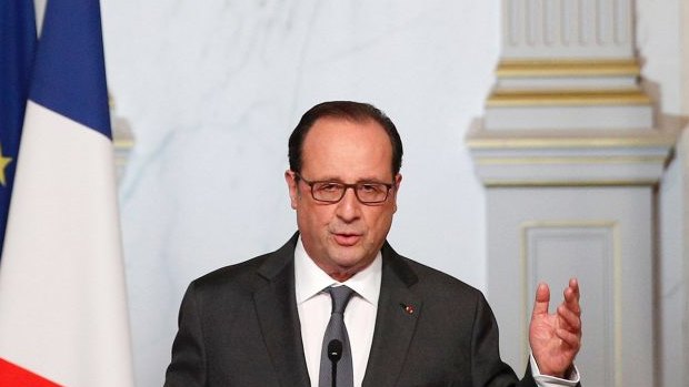 French President Francois Hollande makes a statement following the US election. 