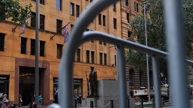 Martin Place will be protected for Anzac Day by concrete blocks.