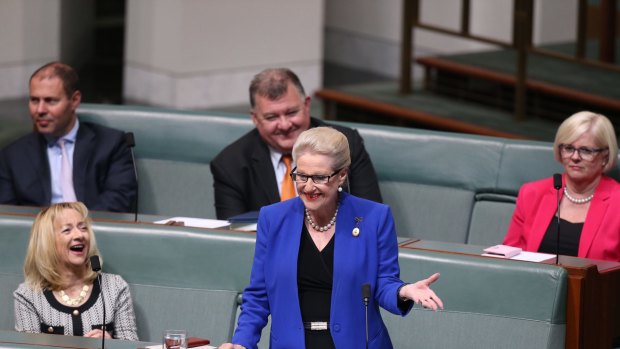 Bronwyn Bishop delivers her farewell speech to Parliament House on Wednesday.