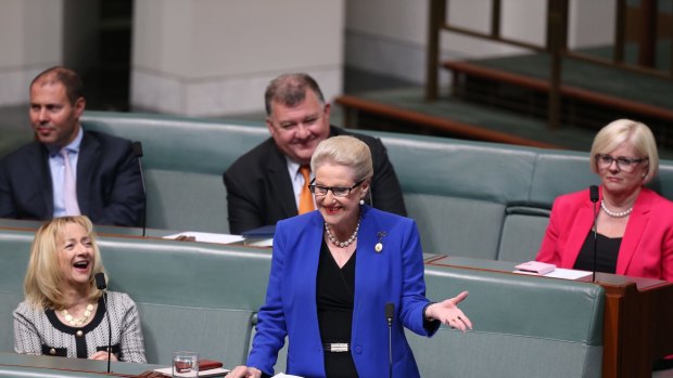 Bronwyn Bishop delivers her farewell speech to Parliament House on Wednesday.