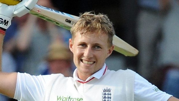 Joe Root celebrates after reaching a century on day one of the fourth Ashes Test