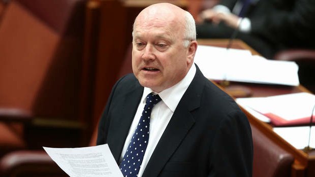 Attorney-General Senator George Brandis during the debate in the Senate on setting up the Queensland committee. Photo: Alex Ellinghausen