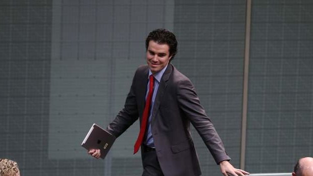 Labor MP Tim Watts leaves the chamber under 94a. Photo: Alex Ellinghausen
