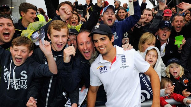England fans express their appreciation of Test captain Alastair Cook after his team's draw against Australia in the third Test guaranteed England's retention of the Ashes.