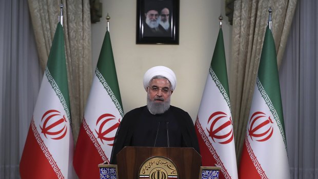 Iranian President Hassan Rouhani addresses the nation in a televised speech after Trump's announcement.
