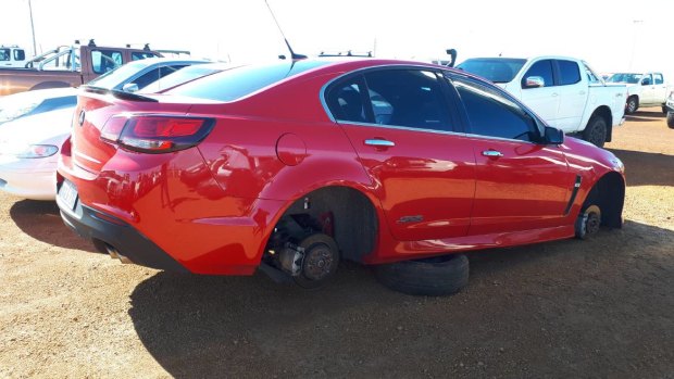 A car parked at the Busselton Regional Airport on Sunday night.