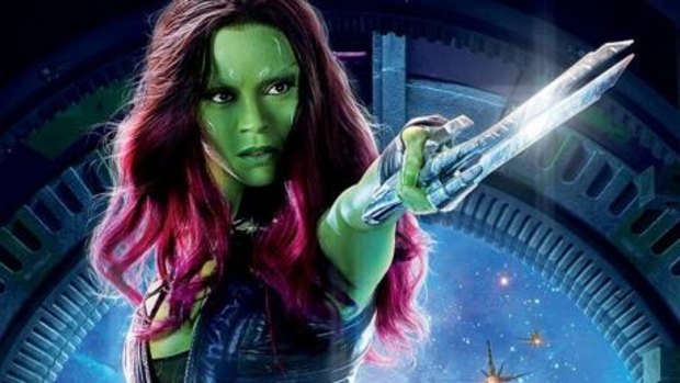 Zoe Saldan as Gamora in Guardians of the Galaxy.