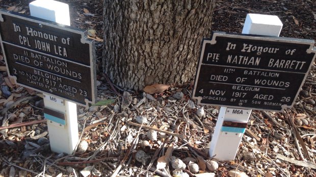 The plaques remember soldiers whop died overseas.