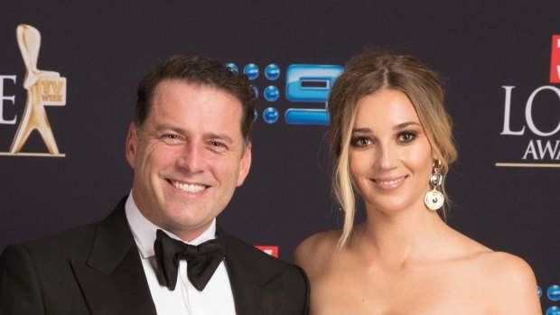All smiles: Karl Stefanovic and Jasmine Yarbrough posing before the Logies.