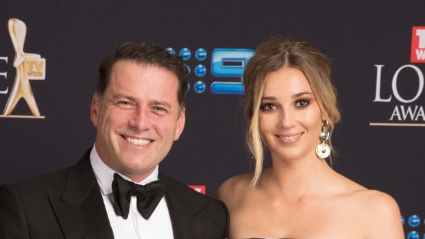 All smiles: Karl Stefanovic and Jasmine Yarbrough posing before the Logies.