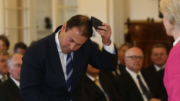 Josh Frydenberg is sworn in as Parliamentary Secretary to the Prime Minister by Governor-General Quentin Bryce at Government House in Canberra on Wednesday.