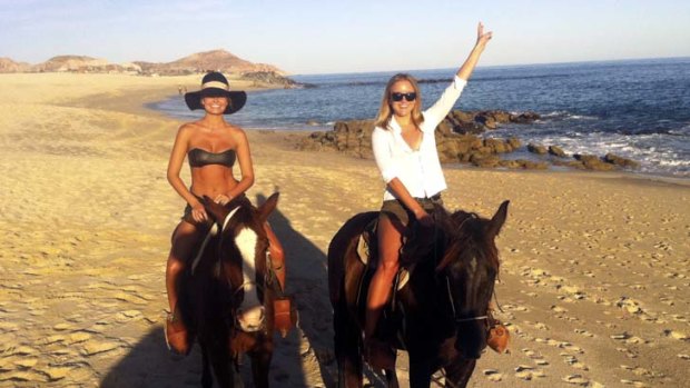 Access all areas &#8230; Lara Bingle (left) with her best friend and manager, Hermione Underwood.