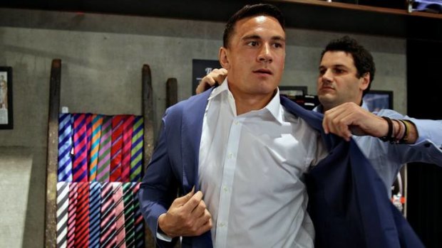 Suited and booted ... Sonny Bill Williams suits up for his  press conference on Tuesday.