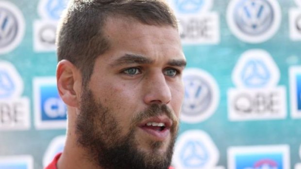 Buddy Franklin fronts the media on Thursday after his car crash the night before.