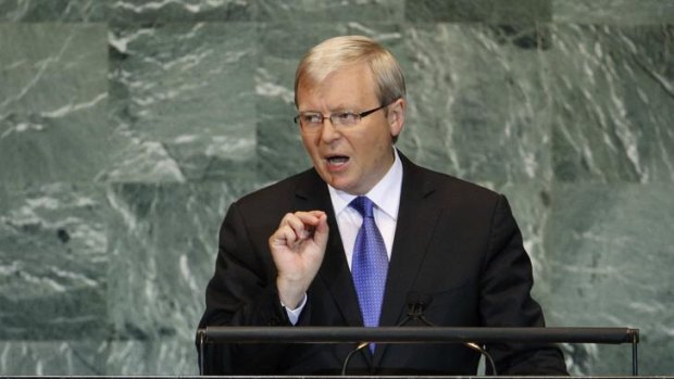 Kevin Rudd, in New York to address the UN, has been drawn to comment on the leadership speculation.