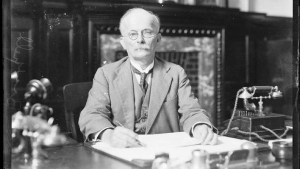 In charge: John Bradfield, the engineer who oversaw the design and construction of the bridge, at his desk.